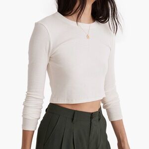 Madewell Fine Ribbed Supercrop Crewneck Long Sleeve T-shirt